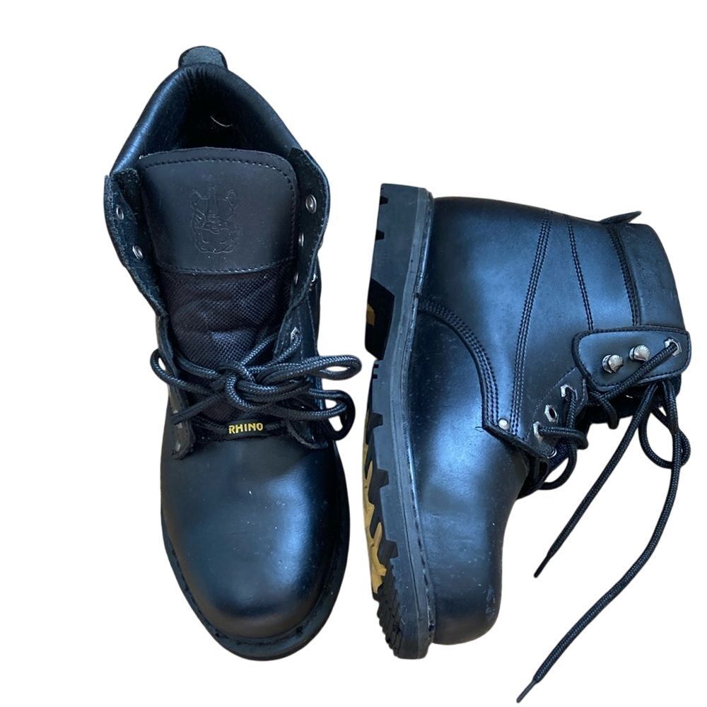 Rhino Mens 60S21 6 Inch Steel Toe Safety Work Boot Size 10 Black Lace‎ Up